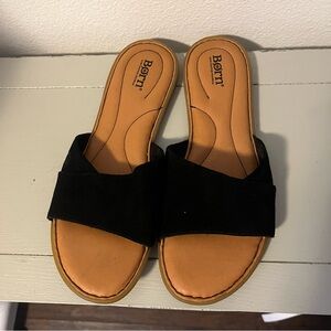 Børn Black Suede Gudena Slide Sandals Slip-On Comfort Women's Size 11M